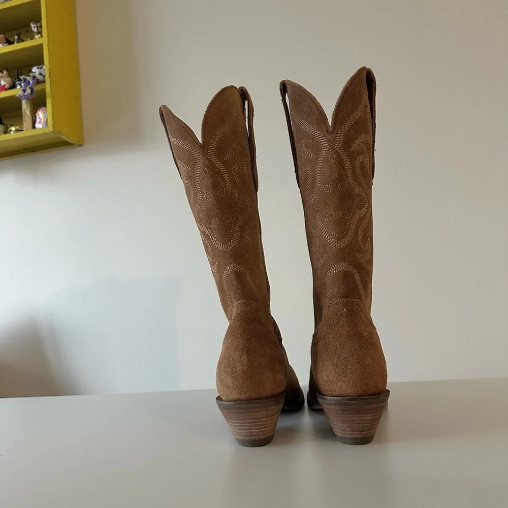 Dingo Out West Camel Tan Brown Suede Cowboy Western Boots 7 - Picture 3 of 9